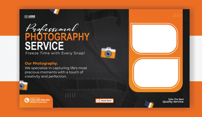Professional photography service banner template for social media promotion