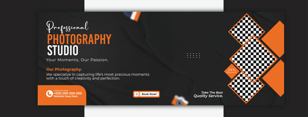 Professional photography studio cover template for social media promotion