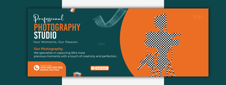 Professional photography studio cover template for social media promotion