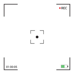 Camera viewfinder screen. rec icon with information and timing. camera screen. camcorder viewfinder graphic elements