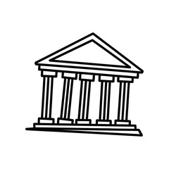 Fototapeta premium Ancient Pillar Structure: A minimalist sketch of a grand building, adorned with classical pillars, represents a symbol of history, strength, and cultural heritage.