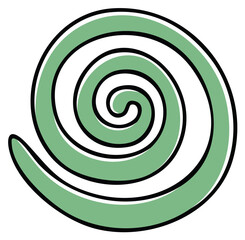 Green and white spiral graphic with thick black outline