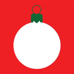 Christmas Vector Illustration of White Ornament Ball with Red Background
