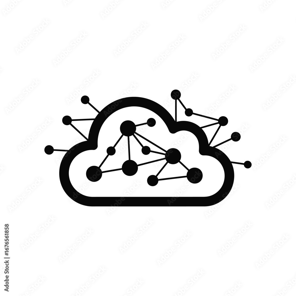 Aufkleber cloud technology: a striking depiction of interconnected data and cloud computing technology, this i