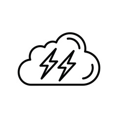 Thundercloud Icon: Simple and elegant outline of a cloud with two lightning bolts, a classic depiction of a storm's power and raw beauty.