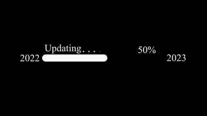 loading bar with Updating . Concept of new year, annual plan, growth strategy, Year change concept and black background..