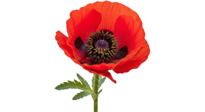 Vibrant Red Poppy Flower Isolated on Black