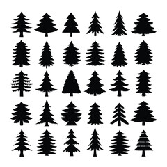 Obraz premium Collection of Pine Tree Silhouettes