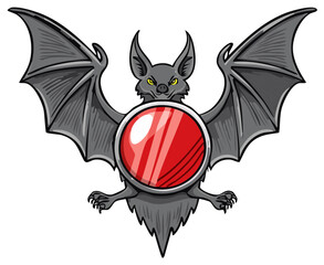 Obraz premium Fearsome Bat with Glowing Red Gemstone Emblem