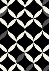 Black and White Interlocking Petal Pattern Geometric Design Seamless Texture.