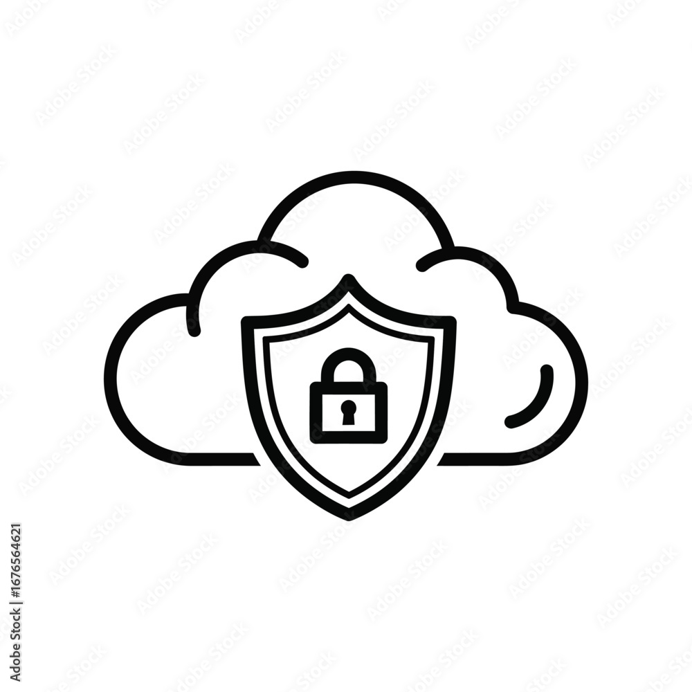 Poster secure cloud storage: a symbolic illustration, portraying a cloud of data enveloped by a protective 