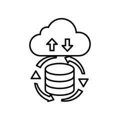 Cloud Data Sync: A symbolic representation of data synchronization, featuring a cloud, database, and arrows, emphasizing connectivity and data flow.