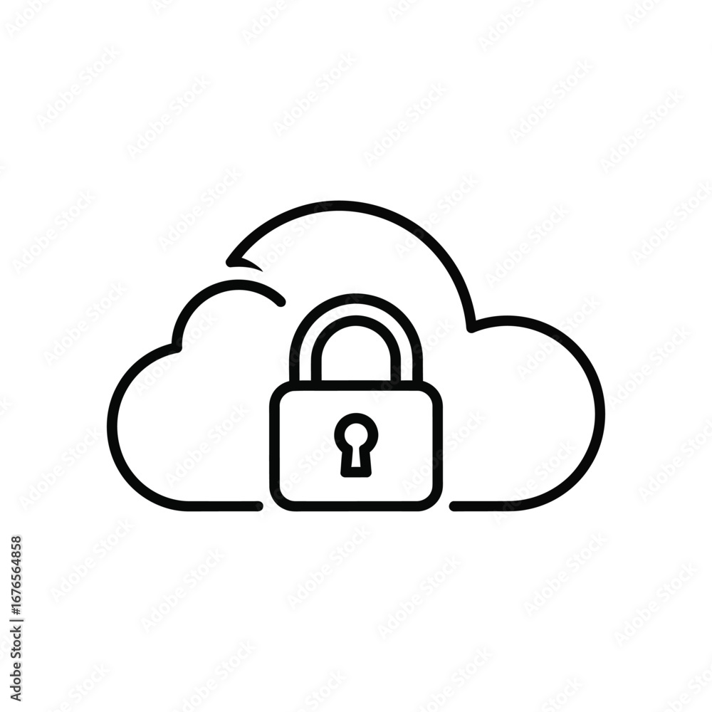 Fototapete secure cloud storage: a minimalist icon depicting a secure cloud, with a padlock symbolizing data pr
