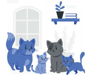 Adorable cat family illustration with rafiki theme
