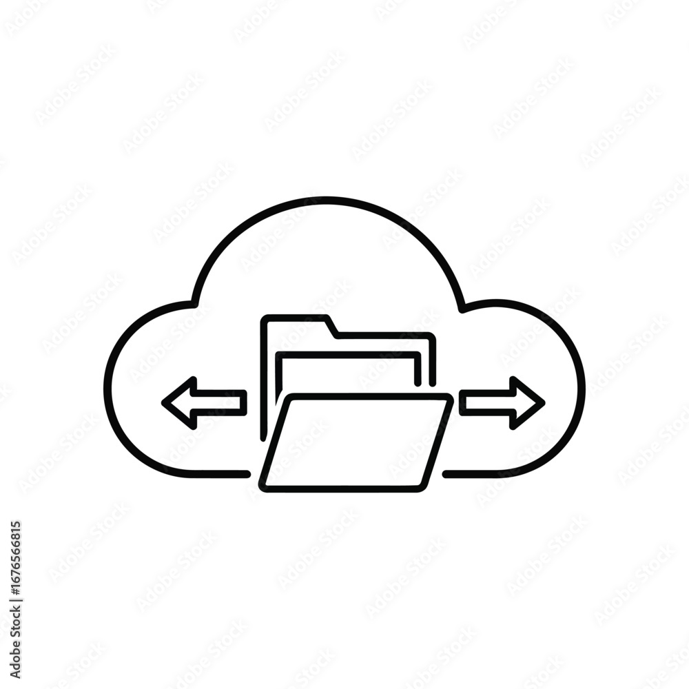 Poster cloud data transfer icon: a minimalist icon illustrates cloud computing, showcasing seamless data tr