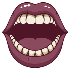 Illustration of Open Mouth with Teeth and Tongue for Dental Health concept