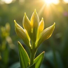 Fototapeta premium Flower Buds Opening in Sunlight tulip flower