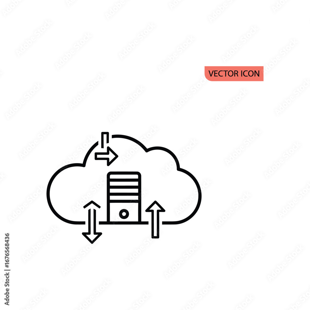 Aufkleber cloud server icon: a minimalistic and symbolic depiction of cloud server, symbolizing digital data s