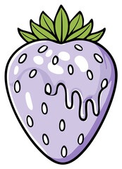 Stylized Lilac Strawberry with White Seed Detail and Dripping Accent