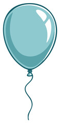 Festive Single Blue Balloon Floating with Curving String for Celebration and Party Decor, Symbol of Joy