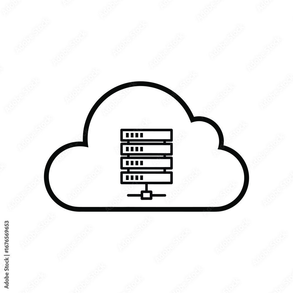 Aufkleber cloud server symbol: a sleek, minimalist illustration showcasing a cloud-shaped symbol representing 