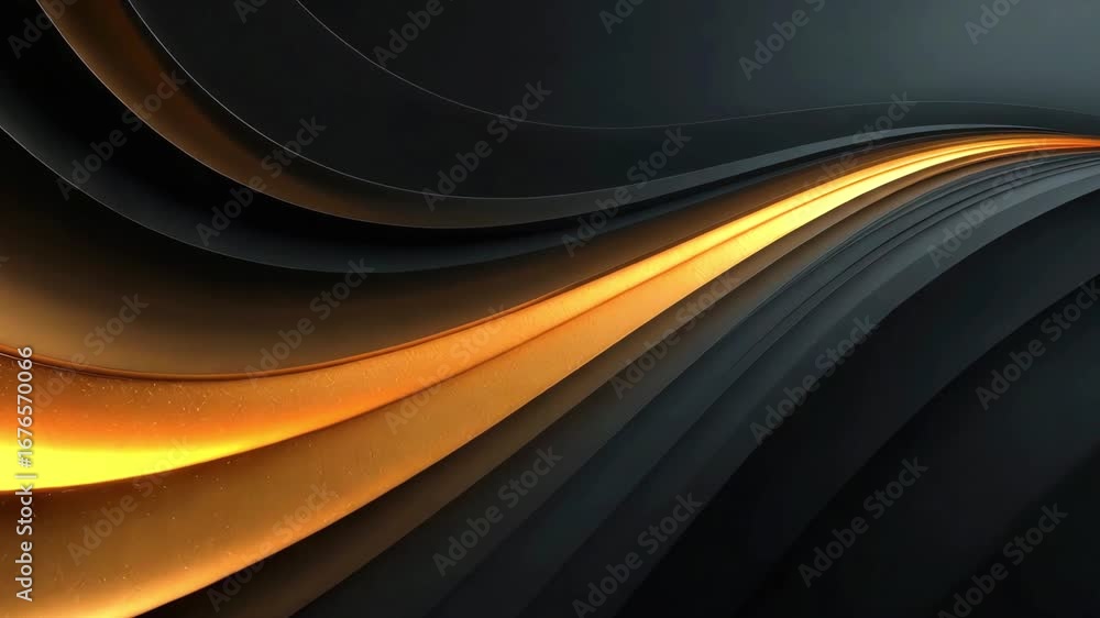 Poster abstract waves of layered ribbons and golden trails undulate in a seamless, dynamic composition, exu