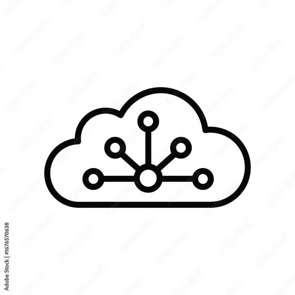 Poster cloud network icon: a clean, minimalist illustration of a cloud with interconnected nodes, symbolizi