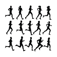 Silhouette Collection of Runners in Motion