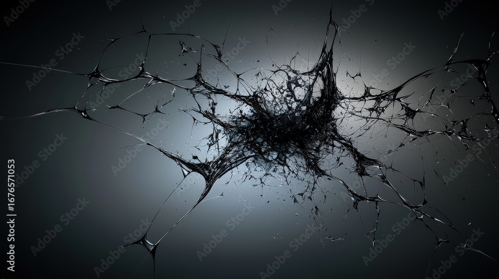 Poster dynamic abstract structure explosion digital art stunning visuals creative design close-up conceptua