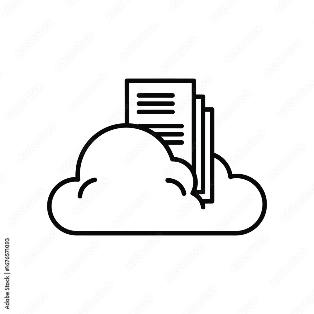 Poster cloud data illustration: clean and modern, this illustration depicts data residing in the cloud. per