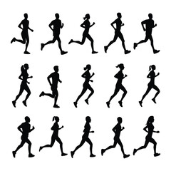 Silhouette Collection of Runners in Motion
