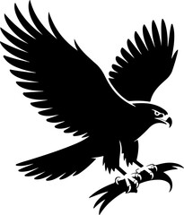 American hawk head black silhouette vector