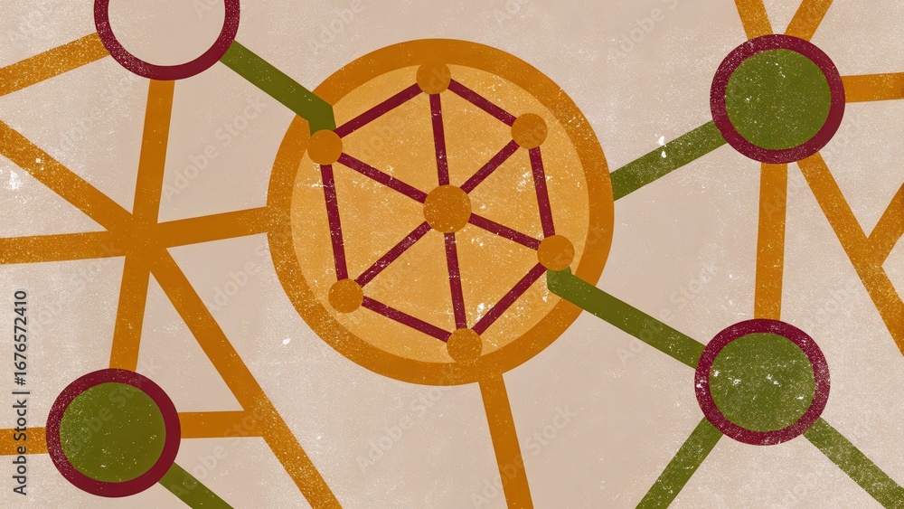 Aufkleber machine learning for cybersecurity abstract geometric design featuring interconnected shapes and col