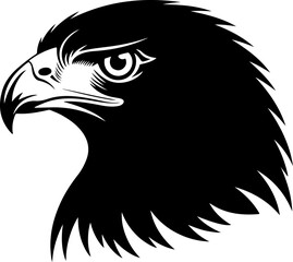 American hawk head black silhouette vector