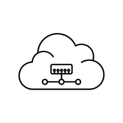 Cloud Computing Icon: A minimalist icon represents cloud computing, symbolizing data storage and digital connectivity in a clean, modern design.