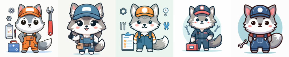 Fototapeta premium wolf vector in mechanical costume