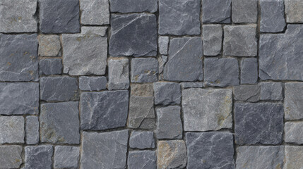 Seamless photorealistic gray cobblestone texture with weathered, cracked stones and natural moss, perfect for architectural visualization and construction 3D projects