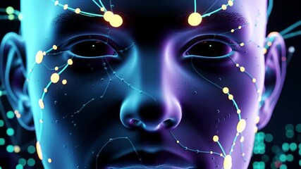 Cybernetic Being AI Humanoid Interface in Neon World - Powered by Adobe