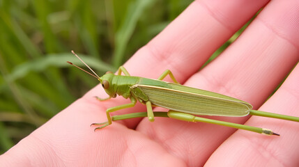 Grasshopper in hand