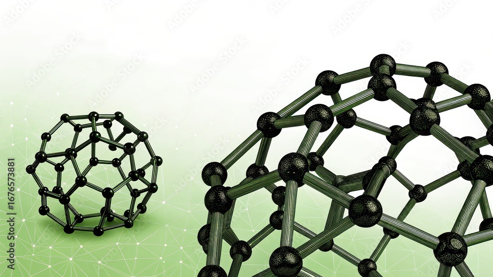 Poster machine learning in healthcare abstract illustration of molecular structures with interconnected ato