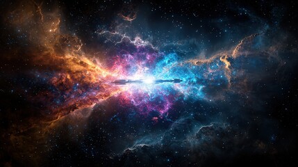 Fototapeta premium Exploring abstract realms of space a cosmic dance of colors and light in the vastness of the universe