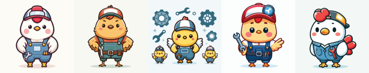 vector of chicken in mechanical costume