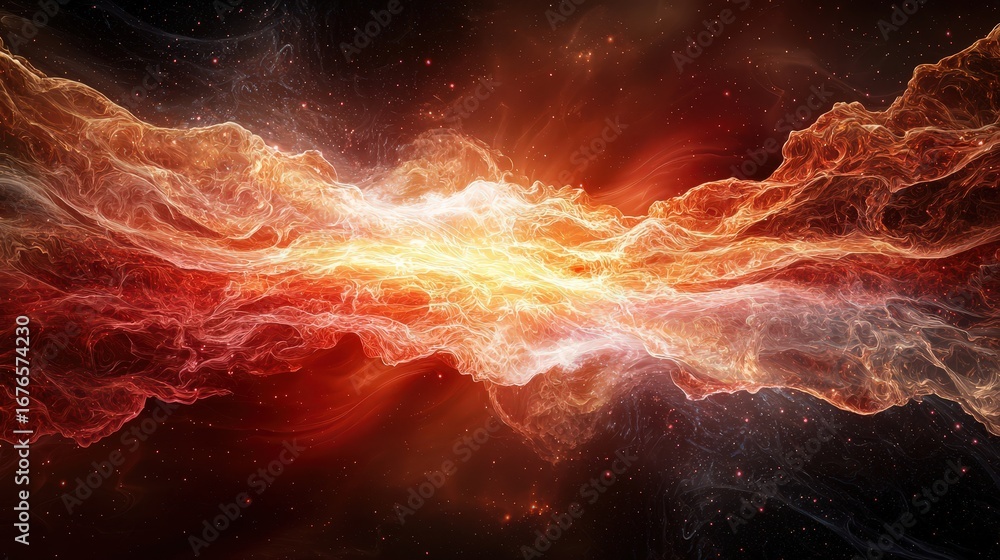 Aufkleber cosmic explosion event outer space digital art nebula environment wide viewpoint abstract concept fo