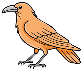 Standing Orange Crow Illustration Detailed Plumage and Grey Beak Perfect for Graphic Design Projects