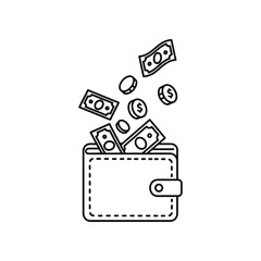 Finances Unveiled: An illustration of a wallet overflowing with currency, offering a visual of financial concepts and transactions. 