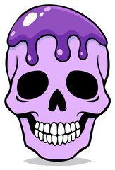 Fototapeta premium Playful purple skull with dripping purple slime vector illustration