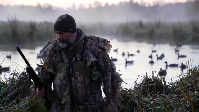 Duck Hunting in Early Morning Fog A Hunter's Pursuit
