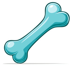 Fototapeta premium Stylized Glossy Light Blue Cartoon Bone Isolated Vector Illustration