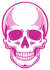 Fototapeta premium Stylish pink human skull vector illustration ideal for tattoo or fashion design