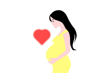 woman pregnancy with smiling on her face on the white background.